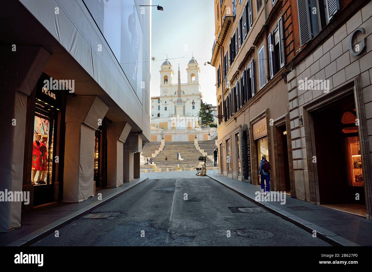 Rome's (almost empty) streets and squares in the early morning Stock Photo