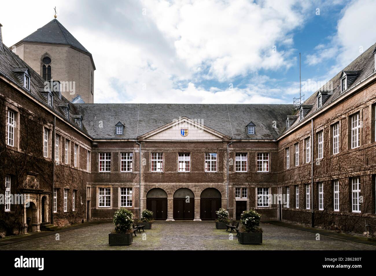 Rathaus Abtei in the monastery buildings of the former Benedictine abbey St. Vitus Gladbach on the Abteiberg Stock Photo