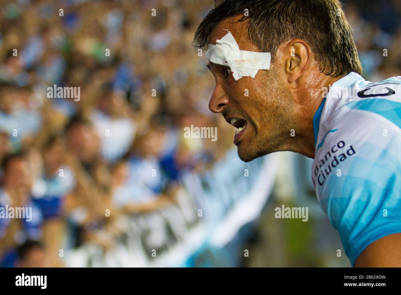 Dario Cvitanich celebrates the goal in the match of Racing club vs Independiente Stock Photo