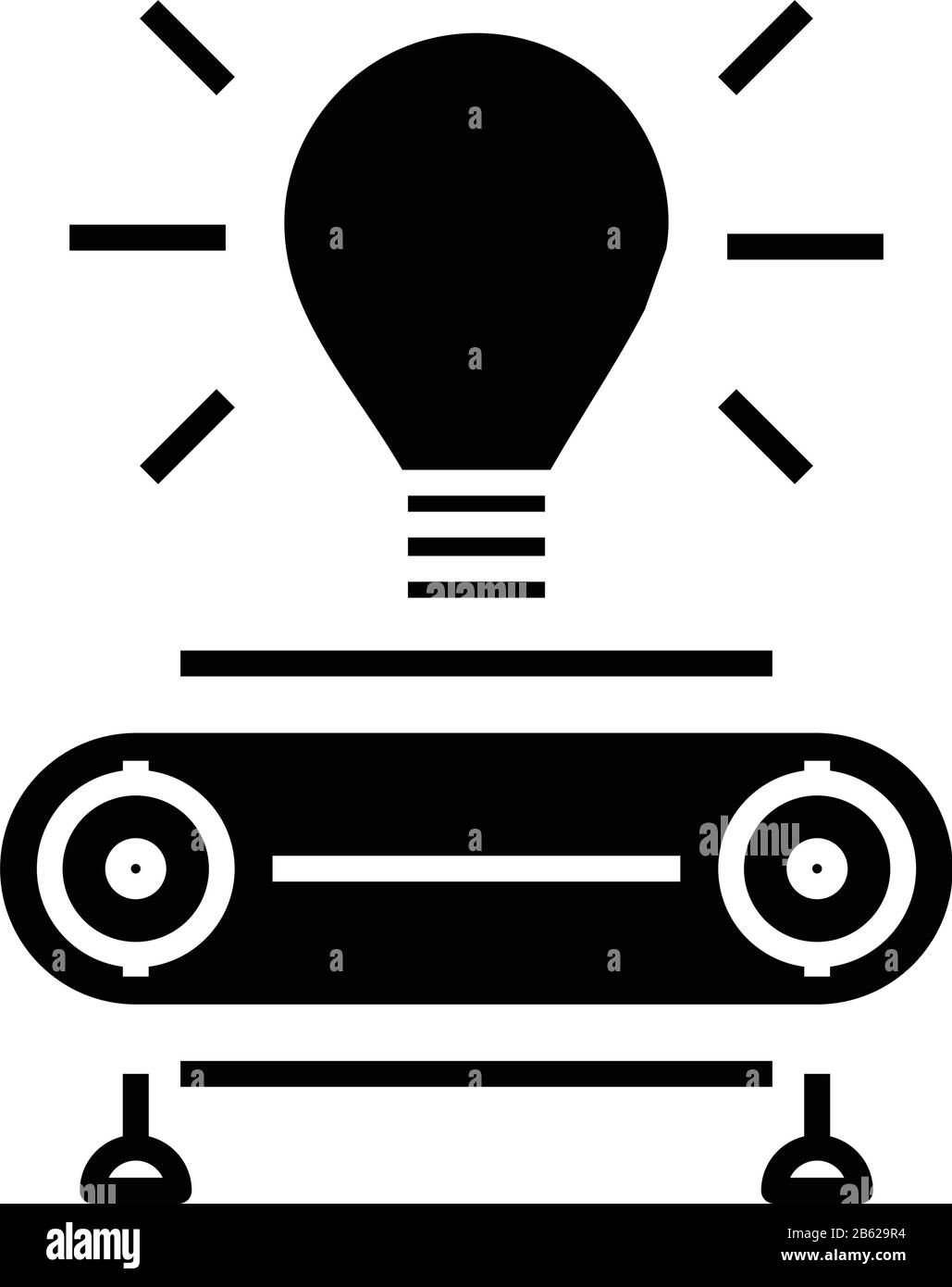 Technic idea black icon, concept illustration, vector flat symbol, glyph sign. Stock Vector