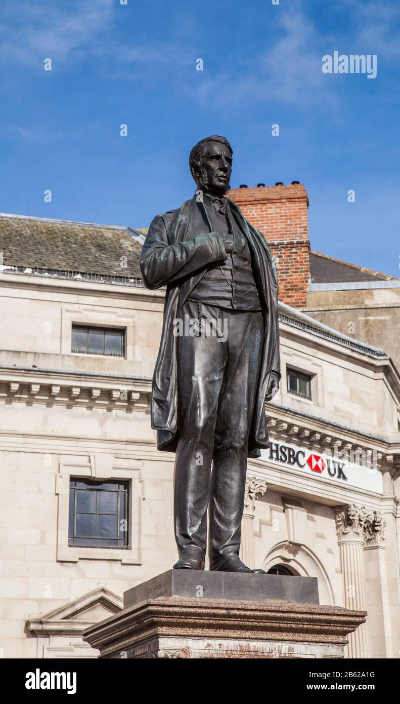 The statue of Joseph Pease in Darlington town centre,England,UK Stock