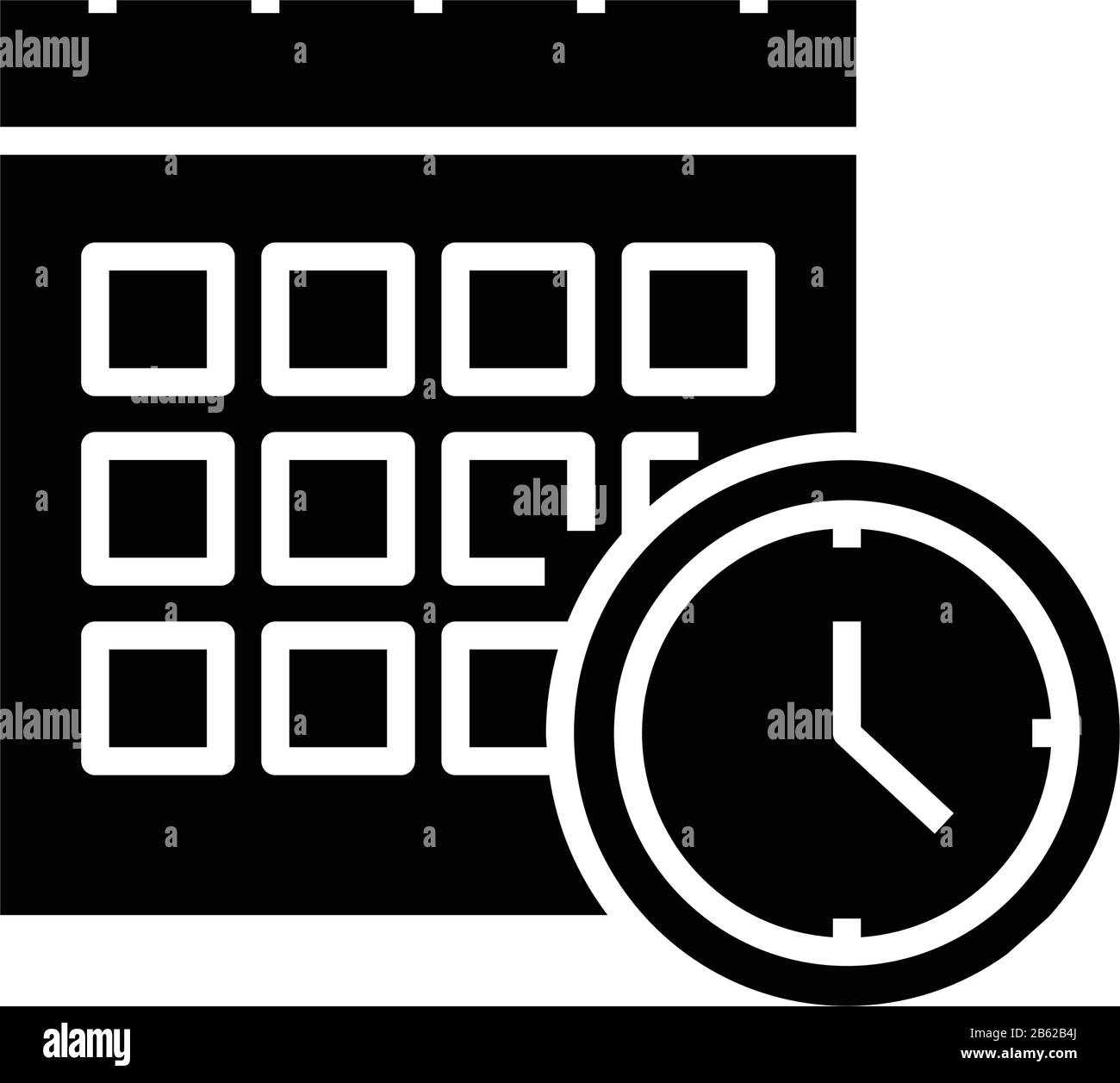 Timetable black icon, concept illustration, vector flat symbol, glyph sign. Stock Vector