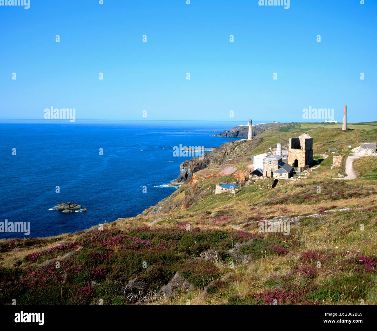 Old tin mines, St Just near Lands End, far west of Cornwall. Stock Photo