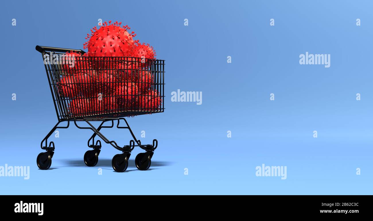 multiple viruses in a shopping cart - impact on the economy Stock Photo