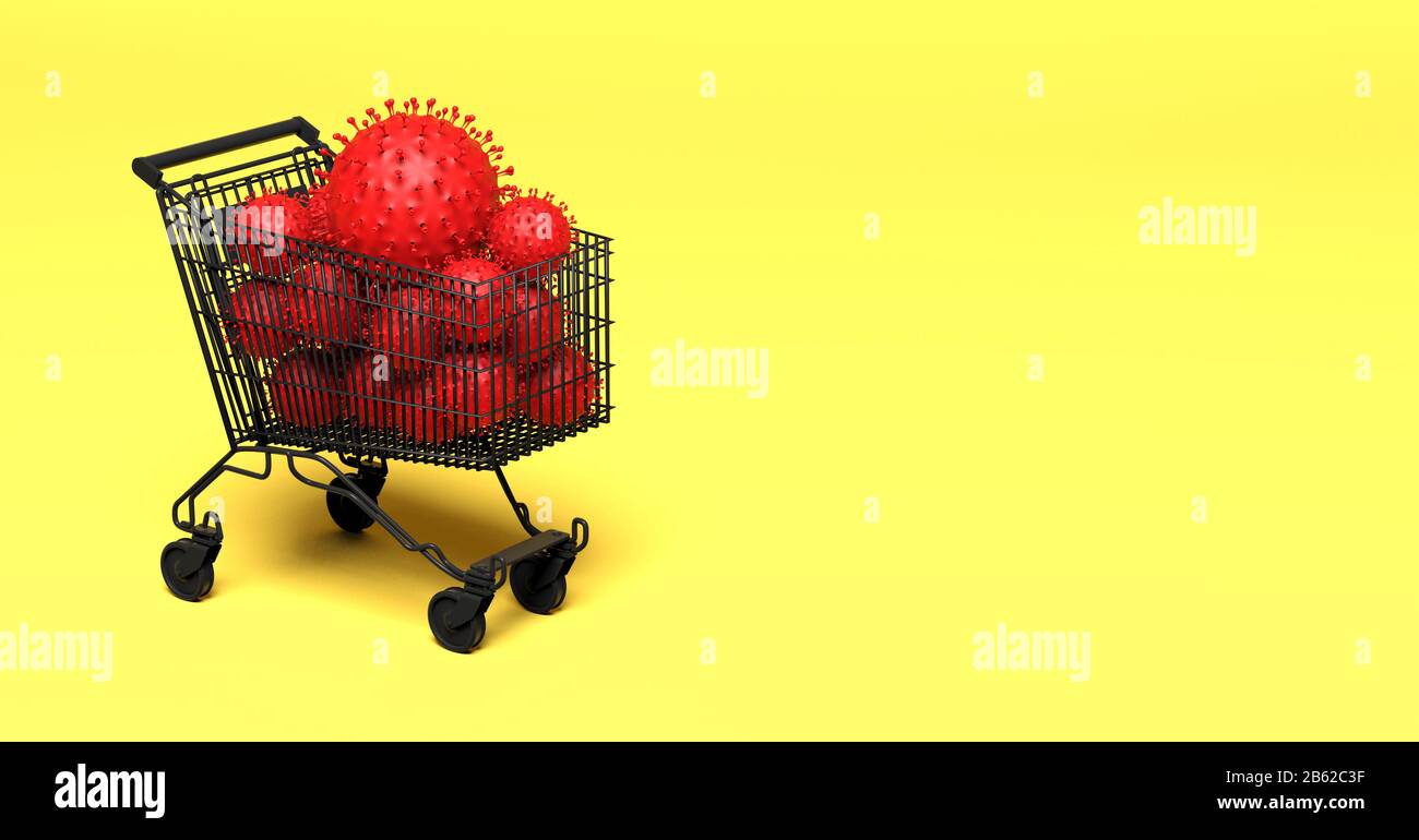 multiple viruses in a shopping cart - impact on the economy Stock Photo