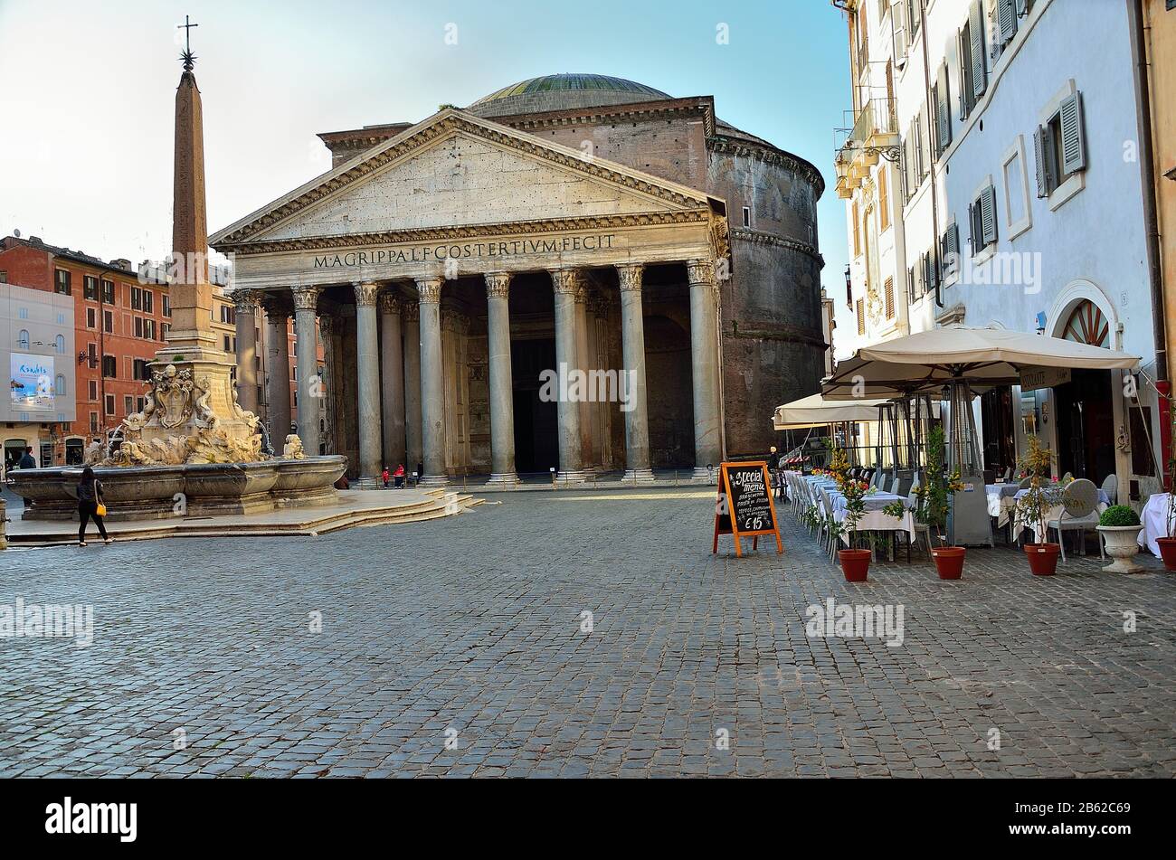 Rome's (almost empty) streets and squares in the early morning Stock Photo