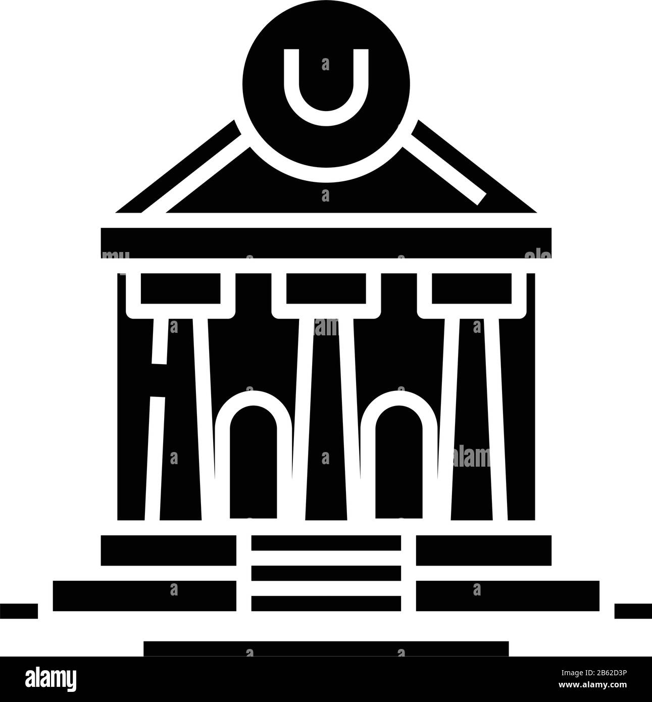 University building black icon, concept illustration, vector flat symbol, glyph sign. Stock Vector
