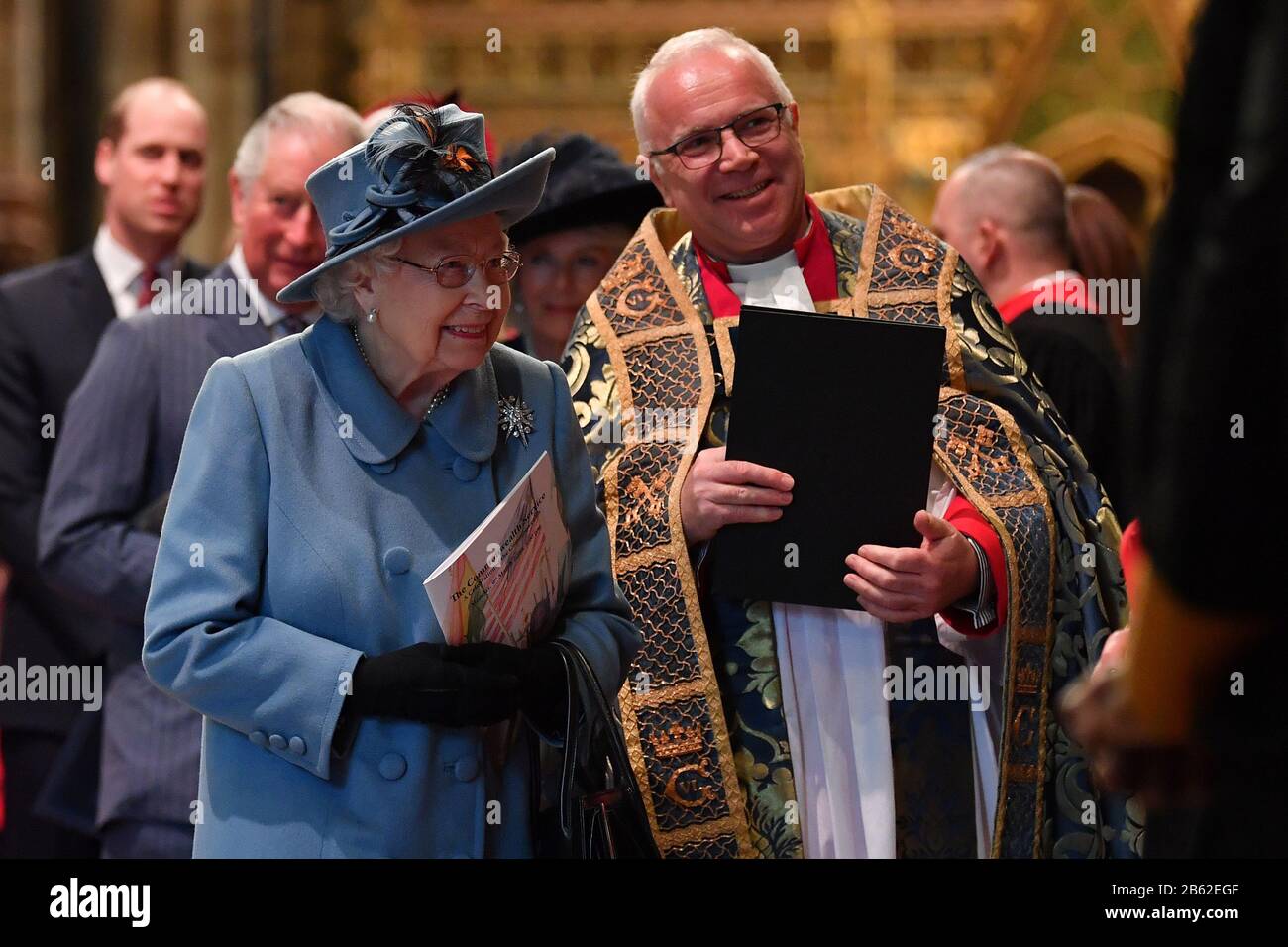 Queen Elizabeth II alongside the Very Reverend Dr David Hoyle at the Commonwealth Service at