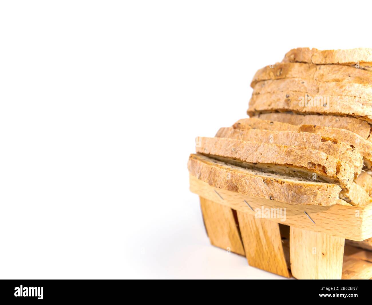 White bread in a wooden bread box on a white background Stock Photo - Alamy