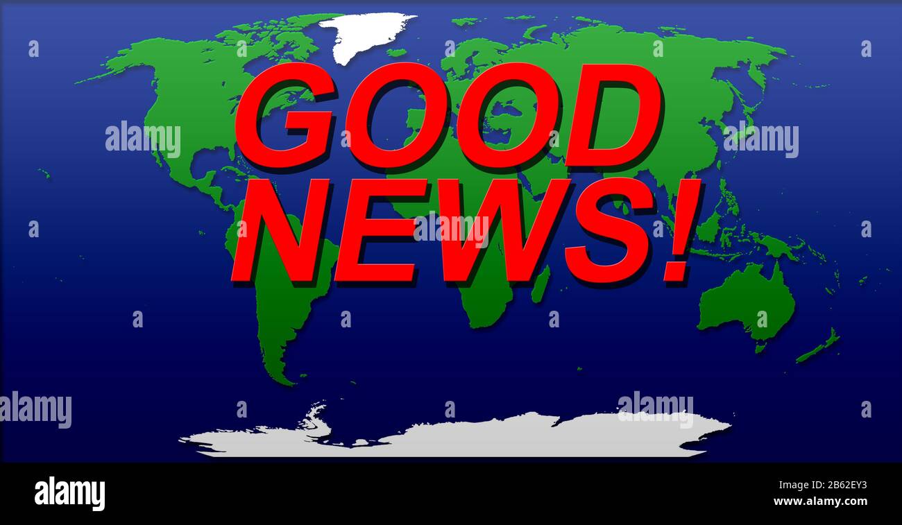 good news World Map Illustration green blue white color cut out effect
