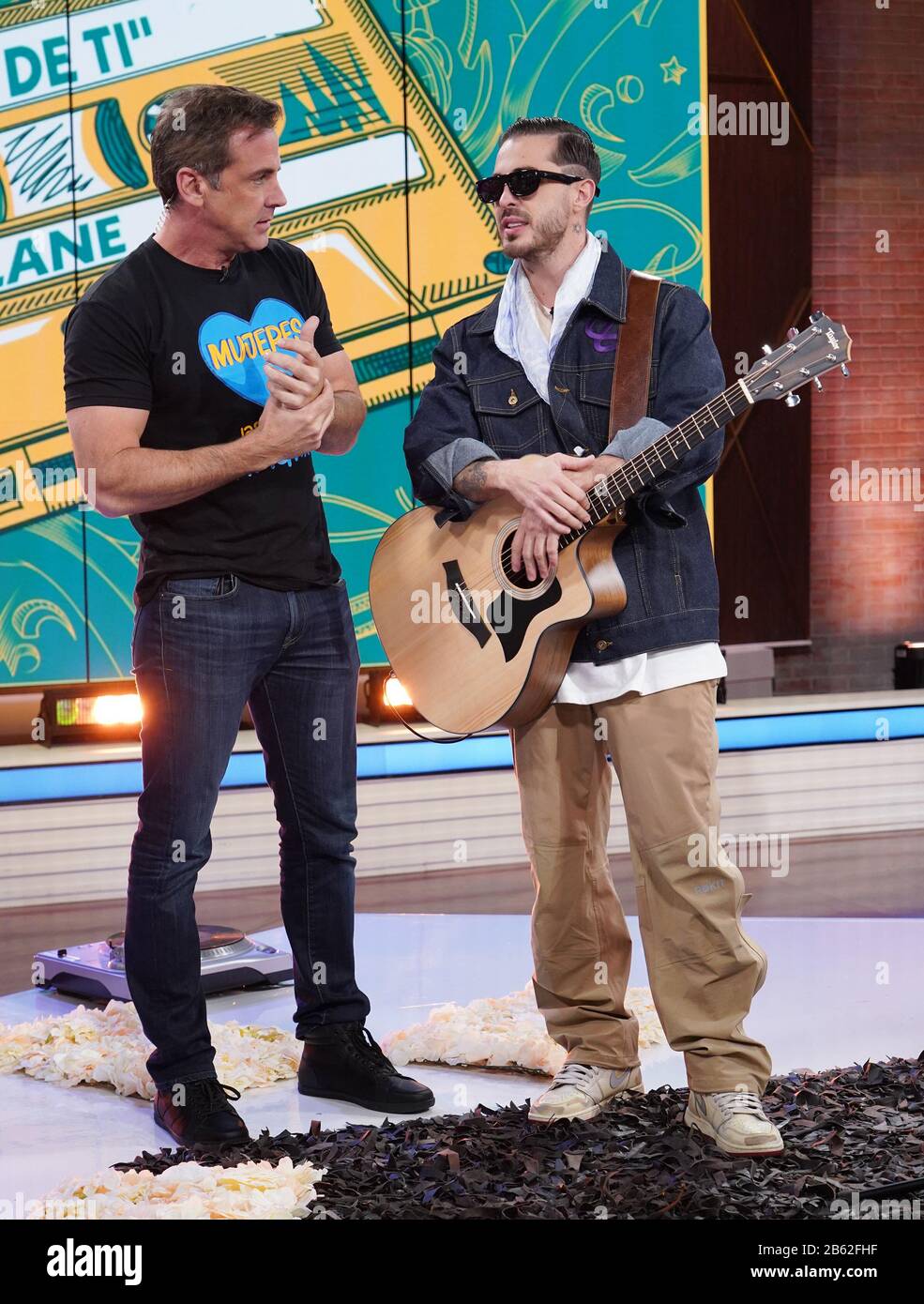 Miami, USA. 09th Mar, 2020.Miami, USA. 09th Mar, 2020.MIAMI, FL - MARCH 9: Carlos Ponce and singer Llane are seen during TelemundoÕs Un Nuevo Dia morning show on March 9, 2020 in Miami, Florida.                                (Photo by Alberto E. Credit: Sipa USA/Alamy Live News Stock Photo