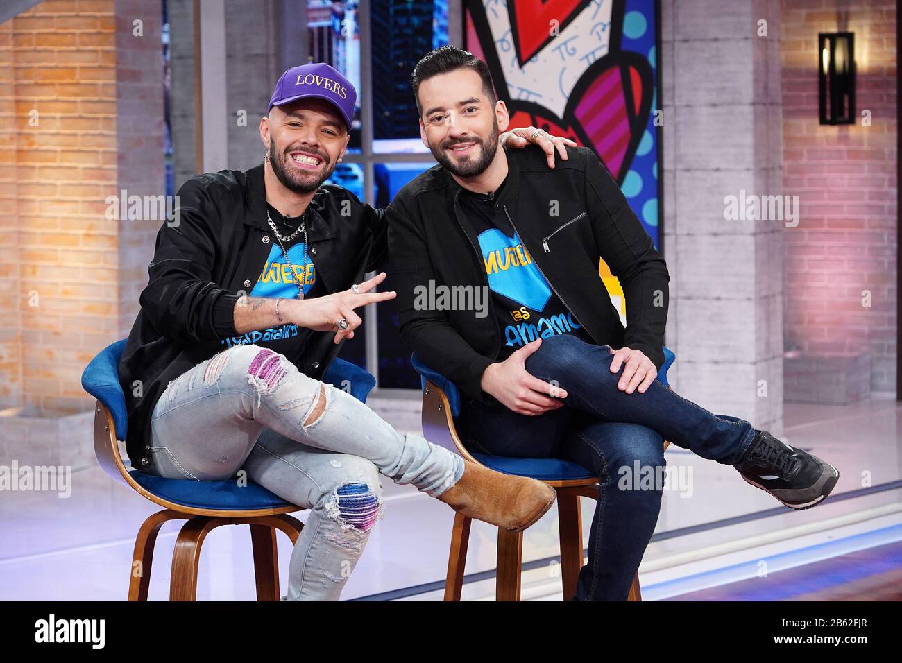 Miami, USA. 09th Mar, 2020.Miami, USA. 09th Mar, 2020.MIAMI, FL - MARCH 9: Jesse of the group Jesse and Joy and Francisco Caceres are seen during TelemundoÕs Un Nuevo Dia morning show on March 9, 2020 in Miami, Florida.                                (Photo by Alberto E. Credit: Sipa USA/Alamy Live News Stock Photo