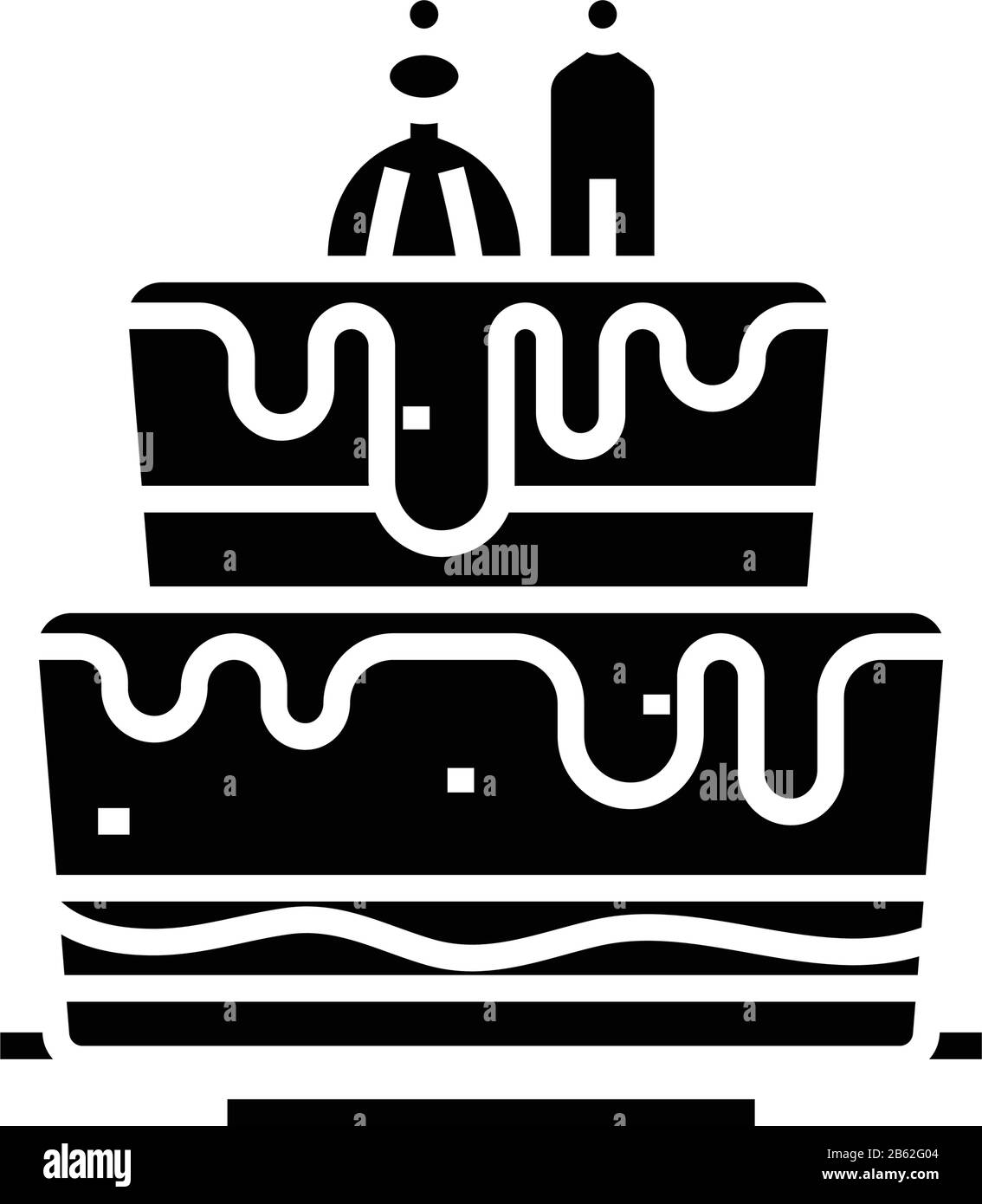 Wedding cake black icon, concept illustration, vector flat symbol