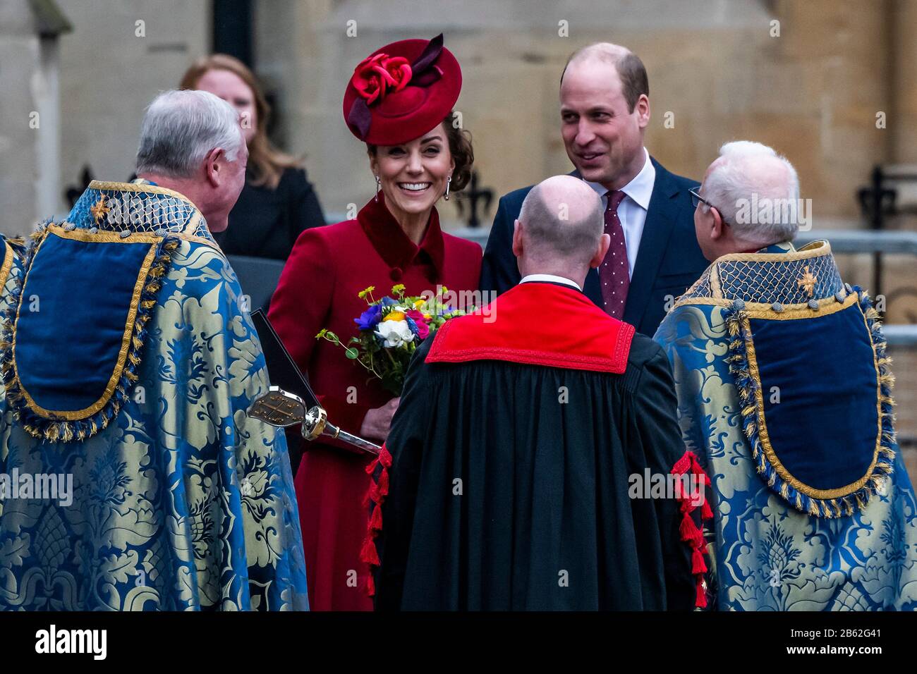 Westminster Abbey, London, UK. 09th Mar, 2020. Prince William and Kate, the Duke and Duchess of Cambridge, leave - A service to commemorate the Commonwealth is attended by the Royal Family and representatives of Commonwealth countries, at Wrestminster Abbey, London. Credit: Guy Bell/Alamy Live News Credit: Guy Bell/Alamy Live News Stock Photo