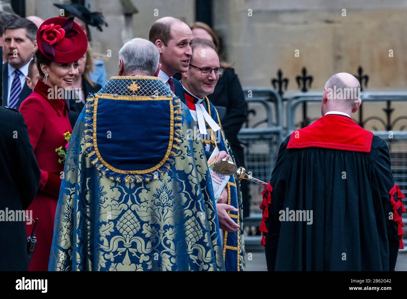 Westminster Abbey, London, UK. 09th Mar, 2020. Prince William and Kate, the Duke and Duchess of Cambridge, leave - A service to commemorate the Commonwealth is attended by the Royal Family and representatives of Commonwealth countries, at Wrestminster Abbey, London. Credit: Guy Bell/Alamy Live News Credit: Guy Bell/Alamy Live News Stock Photo