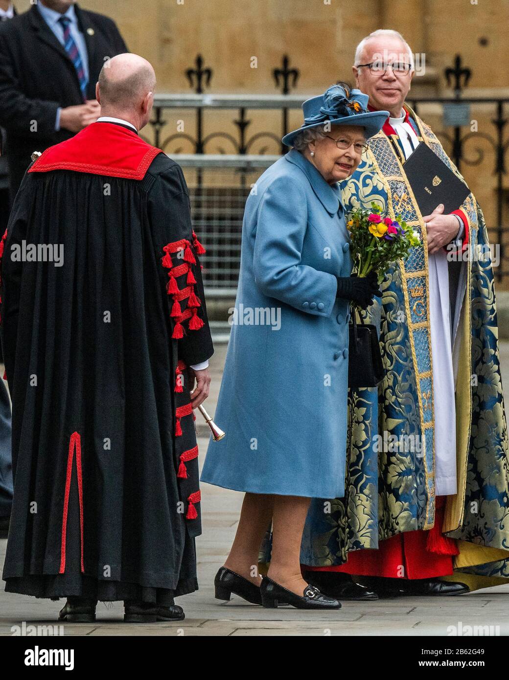 Westminster Abbey, London, UK. 09th Mar, 2020. The Queen Leaves - A service to commemorate the Commonwealth is attended by the Royal Family and representatives of Commonwealth countries, at Wrestminster Abbey, London. Credit: Guy Bell/Alamy Live News Credit: Guy Bell/Alamy Live News Stock Photo