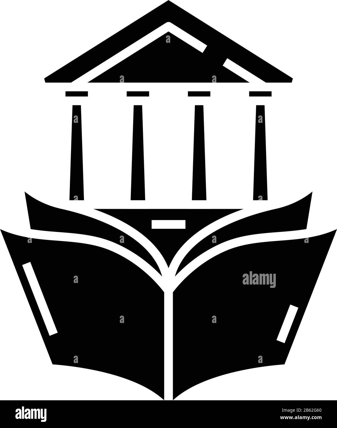 University degree black icon, concept illustration, vector flat symbol, glyph sign. Stock Vector