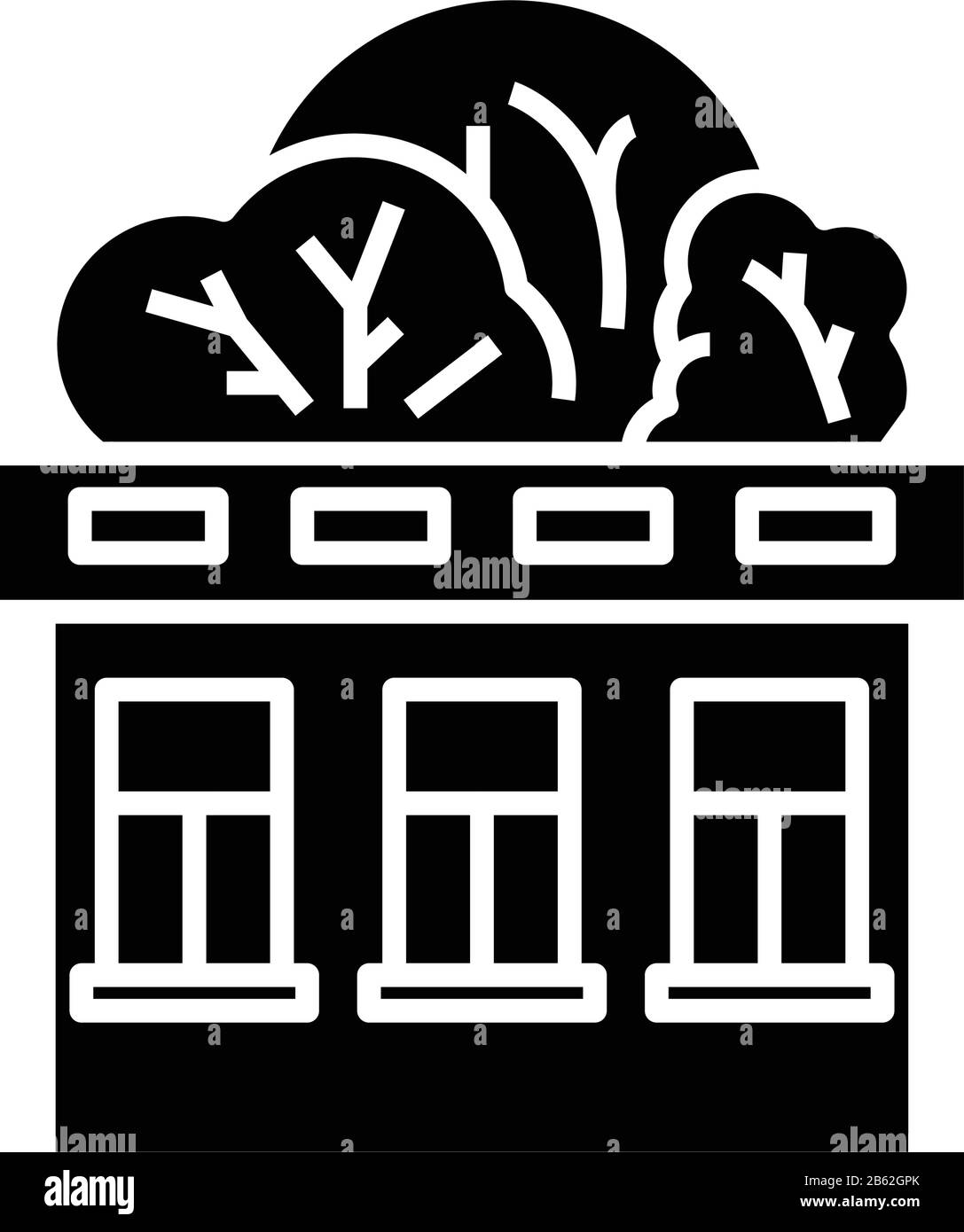 Winter garden black icon, concept illustration, vector flat symbol ...
