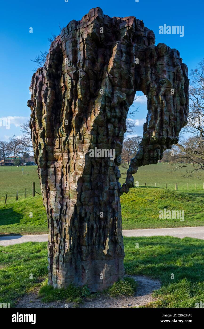 Heart in Hand, 2014.  A sculpture by Ursula von Rydinsvard, Yorkshire Sculpture Park, Wakefield, West Yorkshire, England, UK Stock Photo