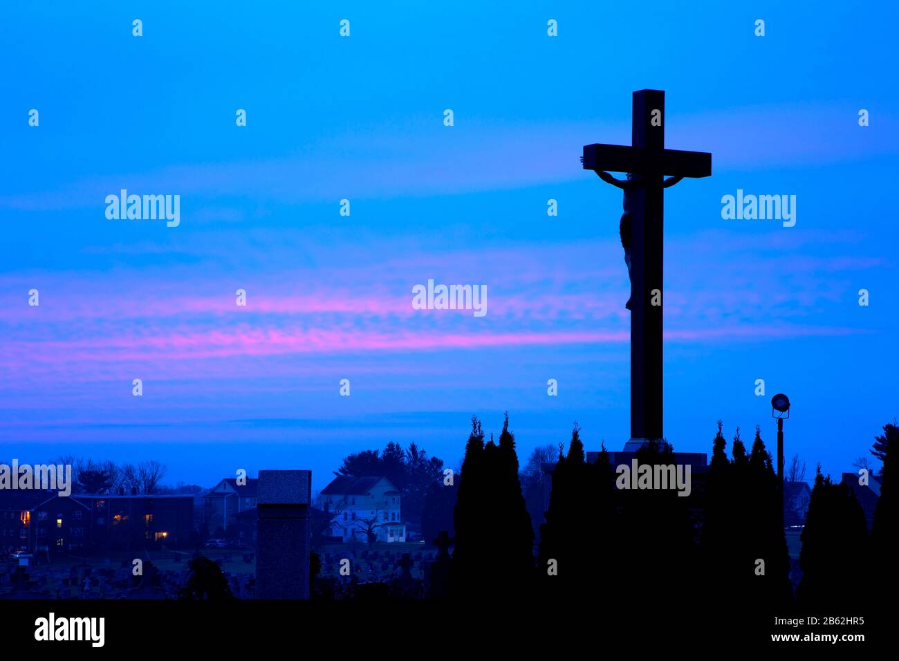 Sacred Heart Cemetery dawn, New Britain, Connecticut Stock Photo - Alamy