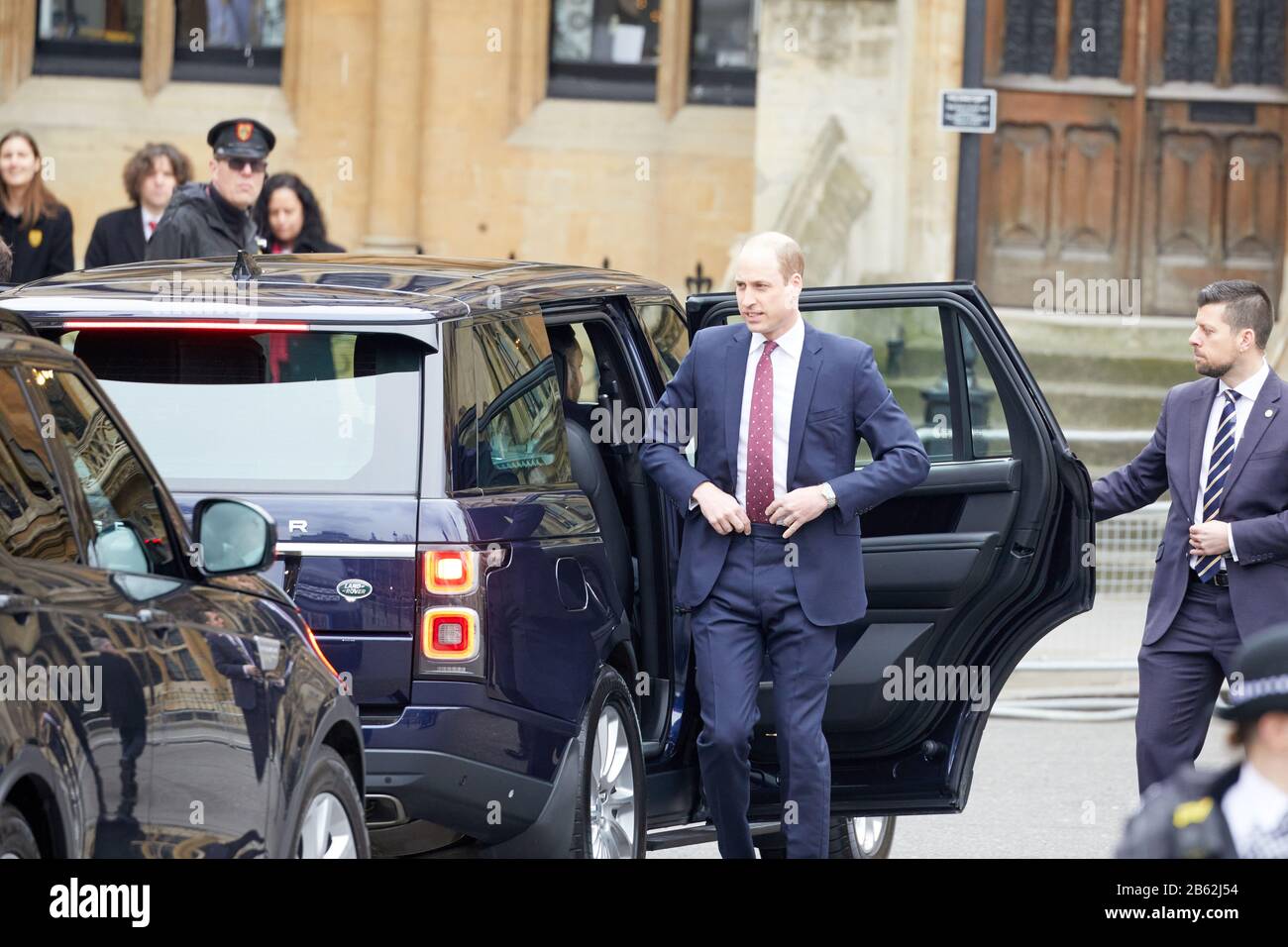 London, U.K. - 9 Mar 2020: Prince William, Duke of Cambridge, arriving for the Commonwealth Day Service at Westminster Abbey. Stock Photo