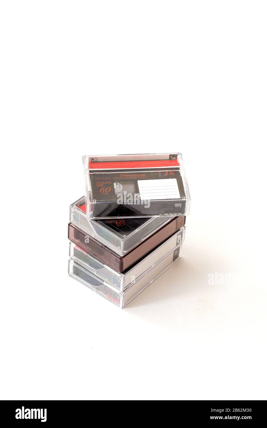 Few minidv cassette tapes, isolated on white Stock Photo Alamy