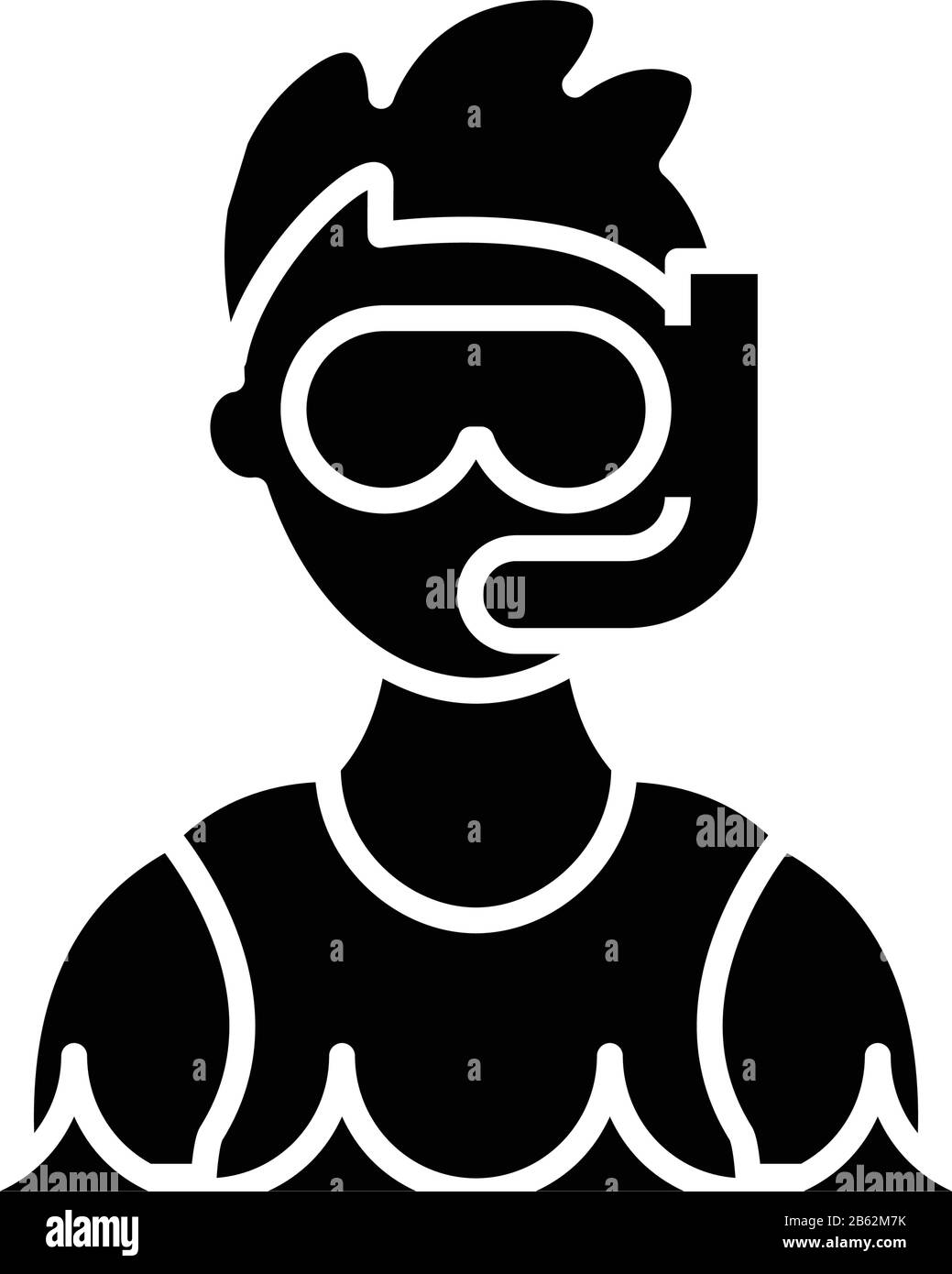 Underwater swimmer black icon, concept illustration, vector flat symbol, glyph sign. Stock Vector