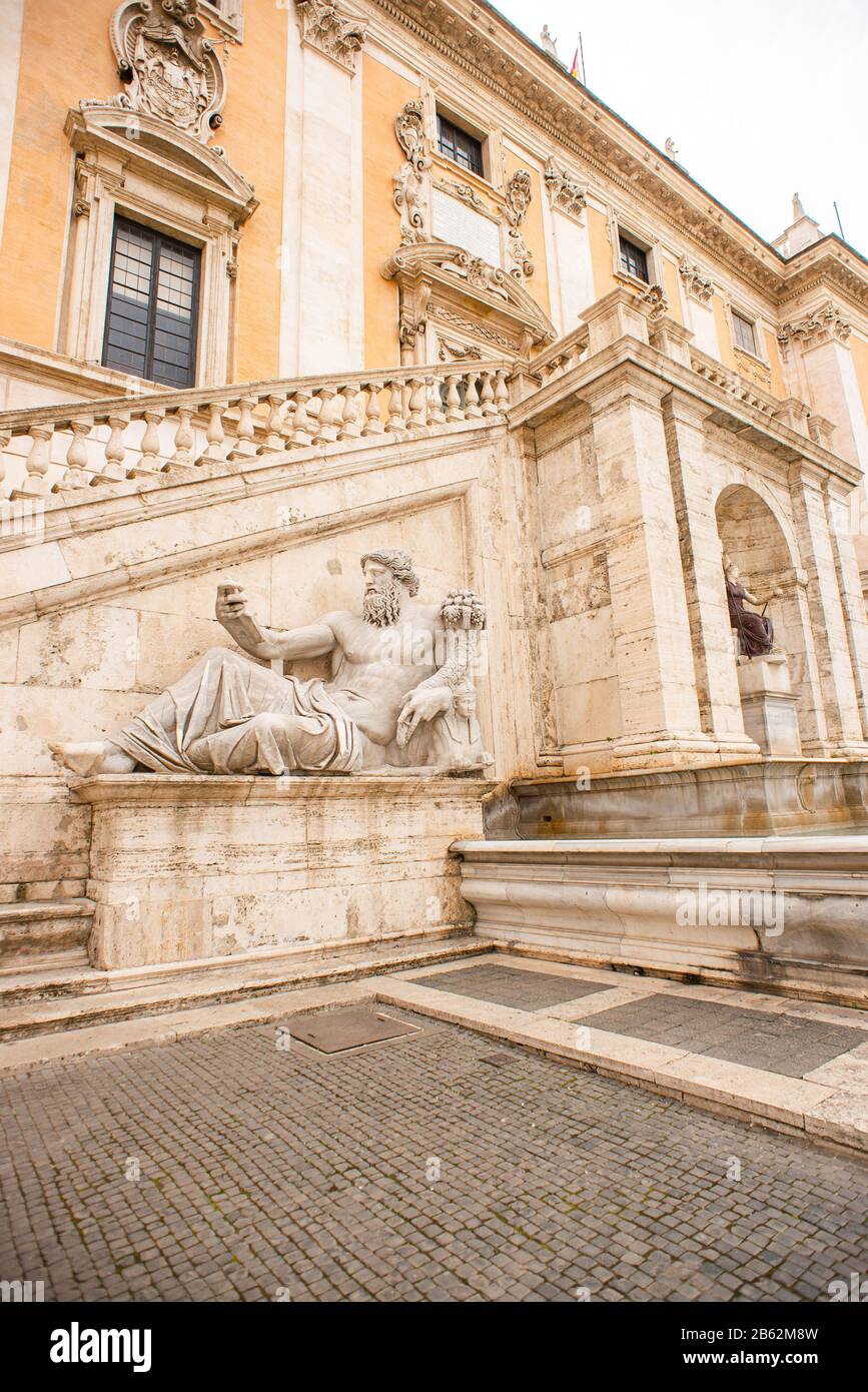 Palace of the Senators in Piazza del Campidoglio (Capitoline Square) on the Capitoline Hill, Rome, Italy. Stock Photo