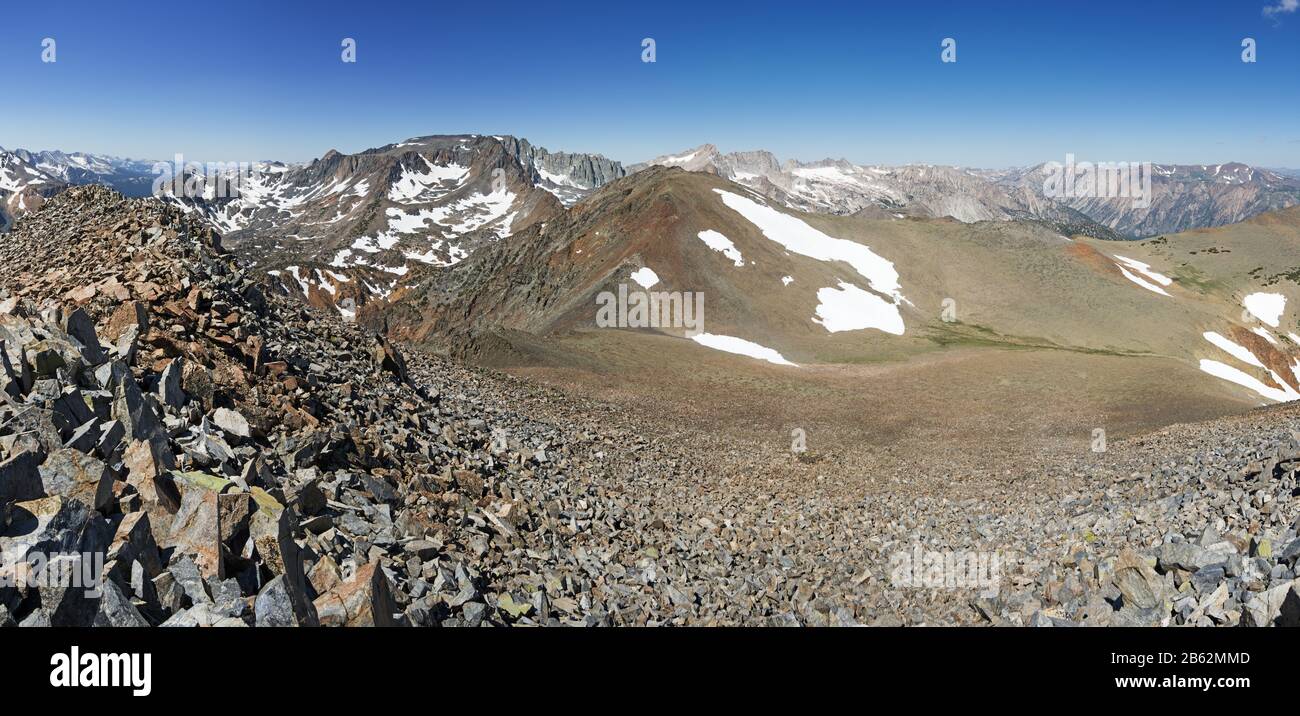 Monument Ridge as viewed from Tamarack Peak in the Sierra Nevada Mountains Stock Photo