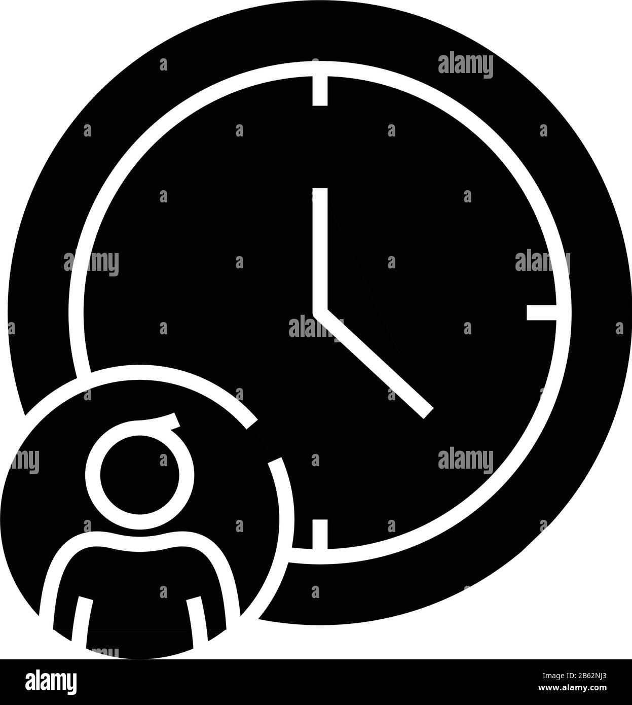 Time manager black icon, concept illustration, vector flat symbol ...