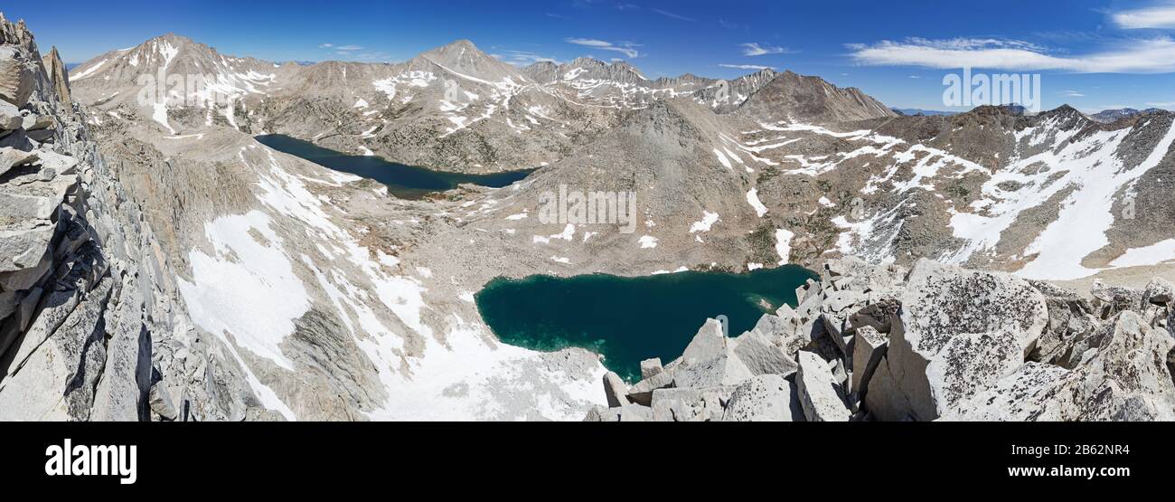 panorama in the Sierra Nevada Mountains with Lake Italy, Mount Hilgard