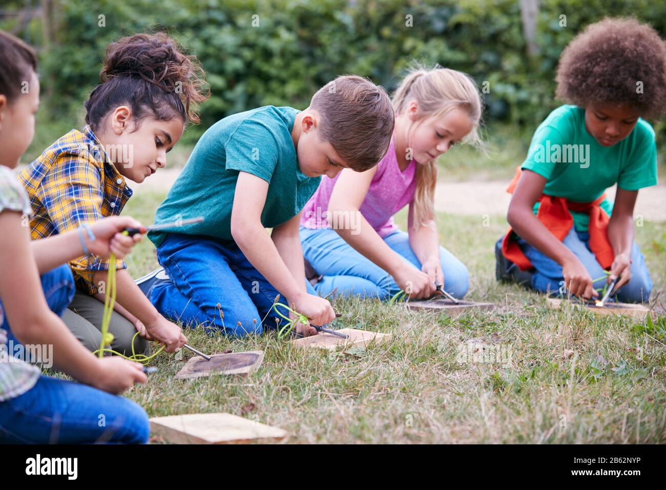 Kids Studying Outside