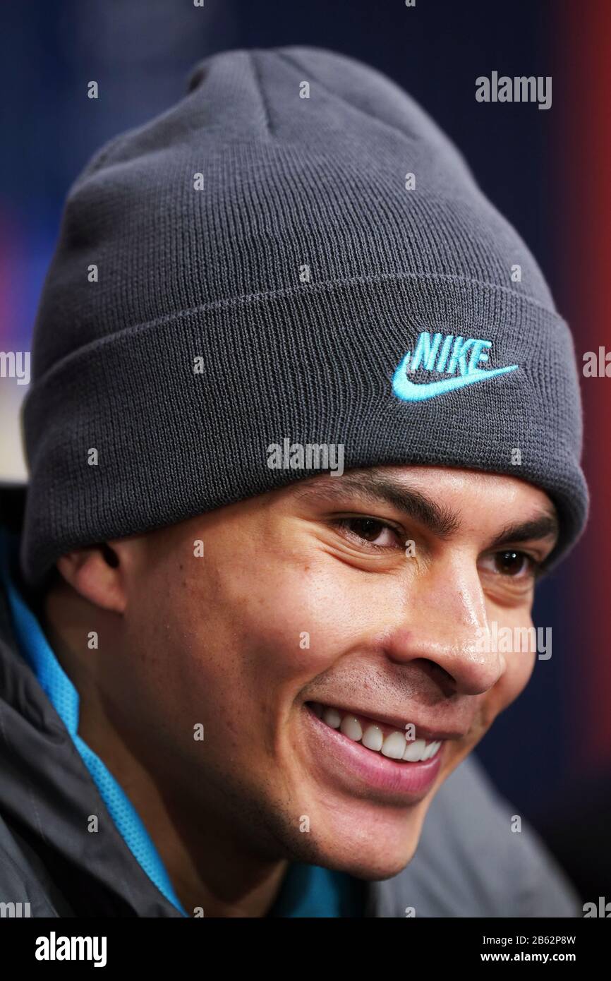 Tottenham Hotspur's Dele Alli during the press conference at the Red Bull Arena, Leipzig. Stock Photo