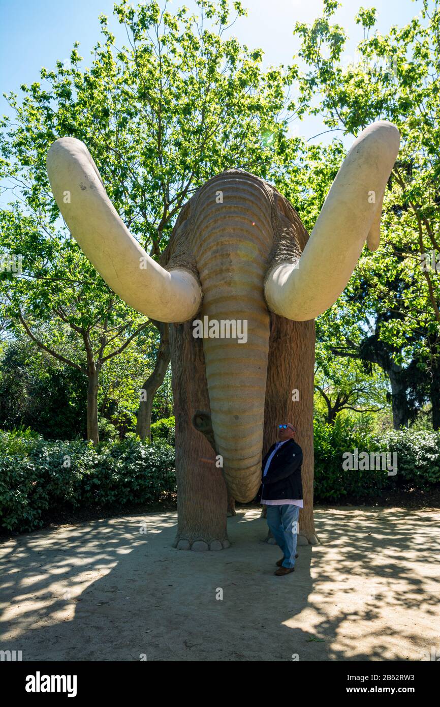 Mammoth statue in Parc de la Ciutadella in Barcelona, Catalonia, Spain Stock Photo