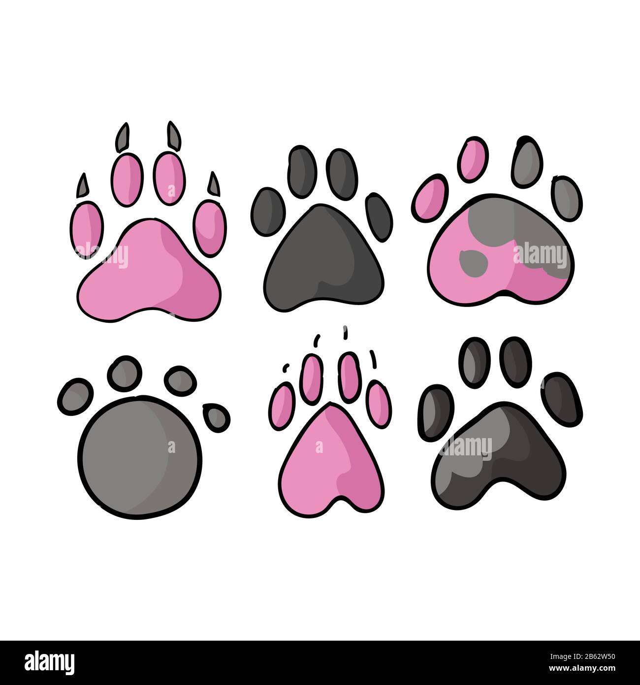 Cute cartoon set of dog paw print vector clipart. Wildlife animal foot print  for dog lovers. Stylized fun kids nature trail. Illustration mark Stock  Vector Image & Art - Alamy