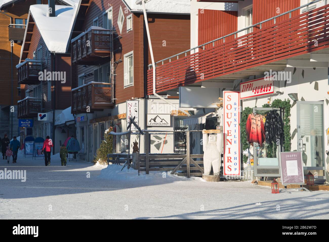 Shopping street in Levi, the biggest ski resort in Finland Stock Photo -  Alamy