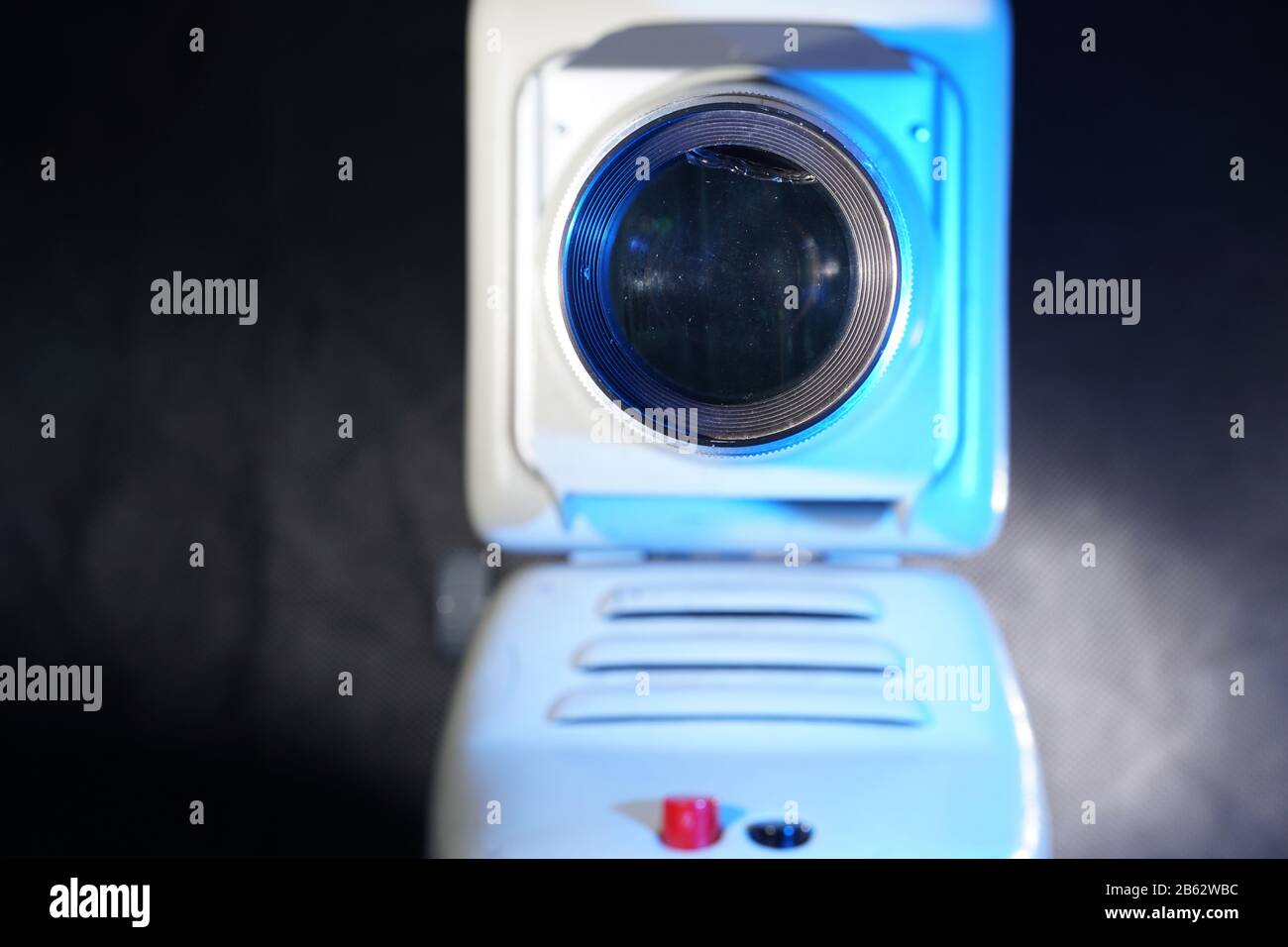 Old slide projector with slide frame photographed in the studio with flash light Stock Photo