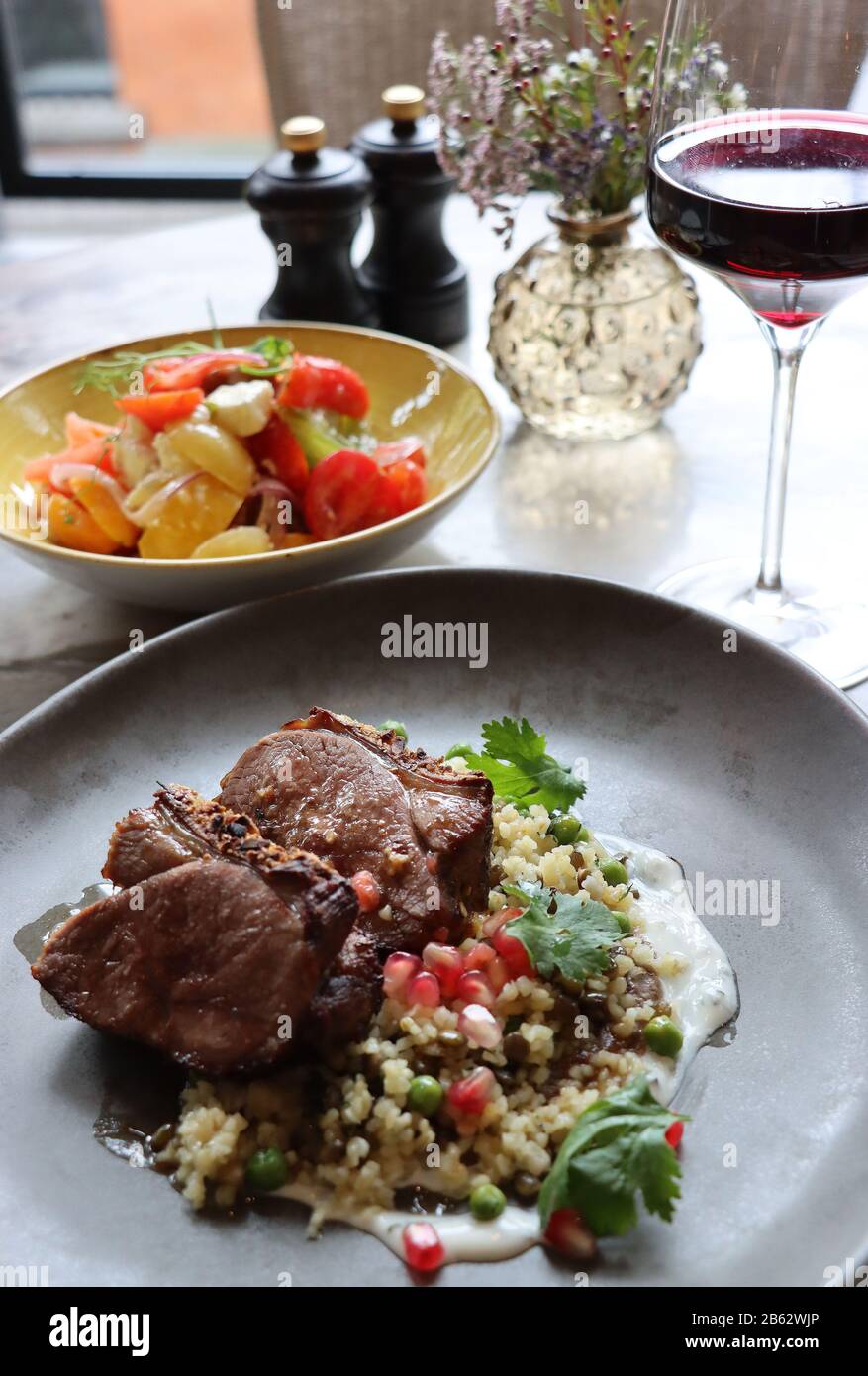 The Wilde restaurant at Westbury Hotel,Dublin grilled lamb with