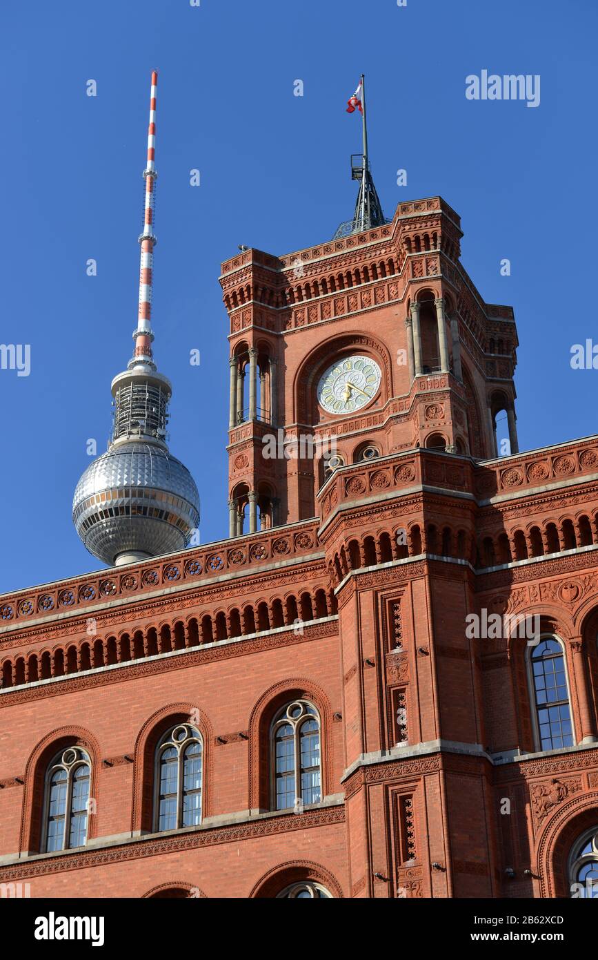 Rotes Rathaus, Rathausstrasse, Mitte, Berlin, Deutschland Stock Photo