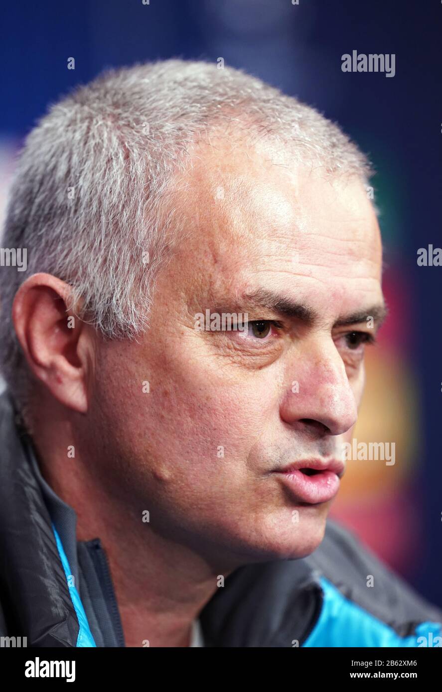 Tottenham Hotspur manager Jose Mourinho during the press conference at the Red Bull Arena, Leipzig. Stock Photo