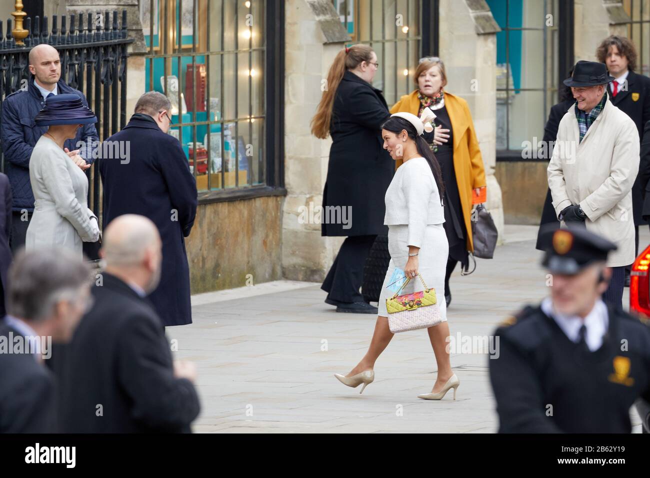 London, U.K. - 9 Mar 2020: U.K. Home Secretary Priti Patel arriving for the Commonwealth Day Service at Westminster Abbey. Stock Photo