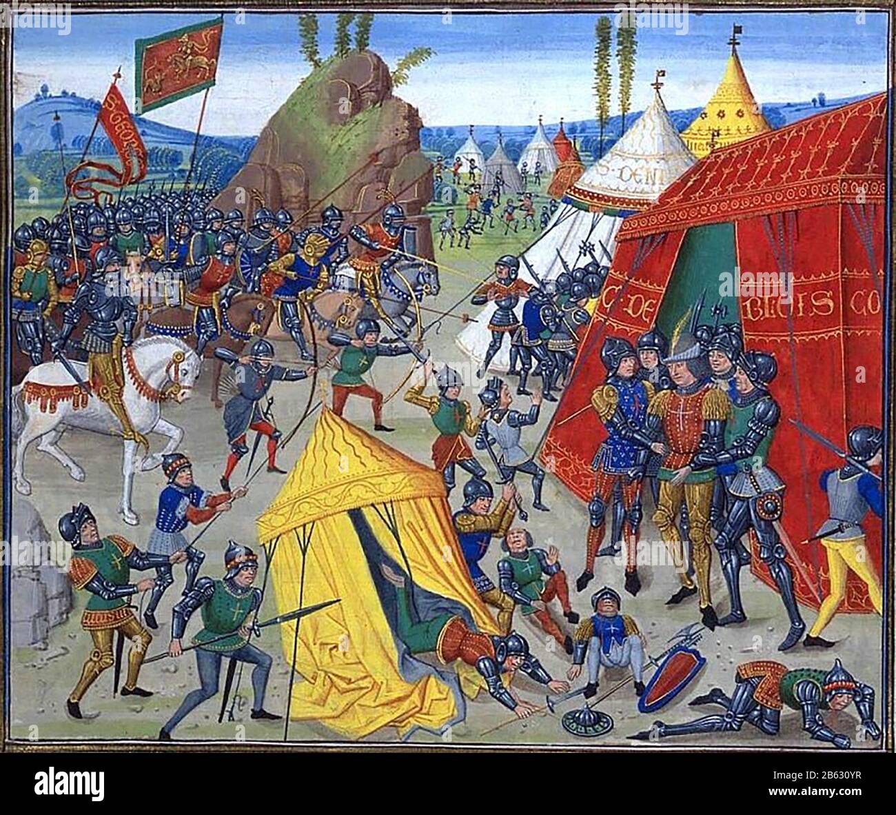 Jean Froissart painting Capture of the Duke of Bretagne at the Battle of La Roche-Derrien, 1347 Stock Photo