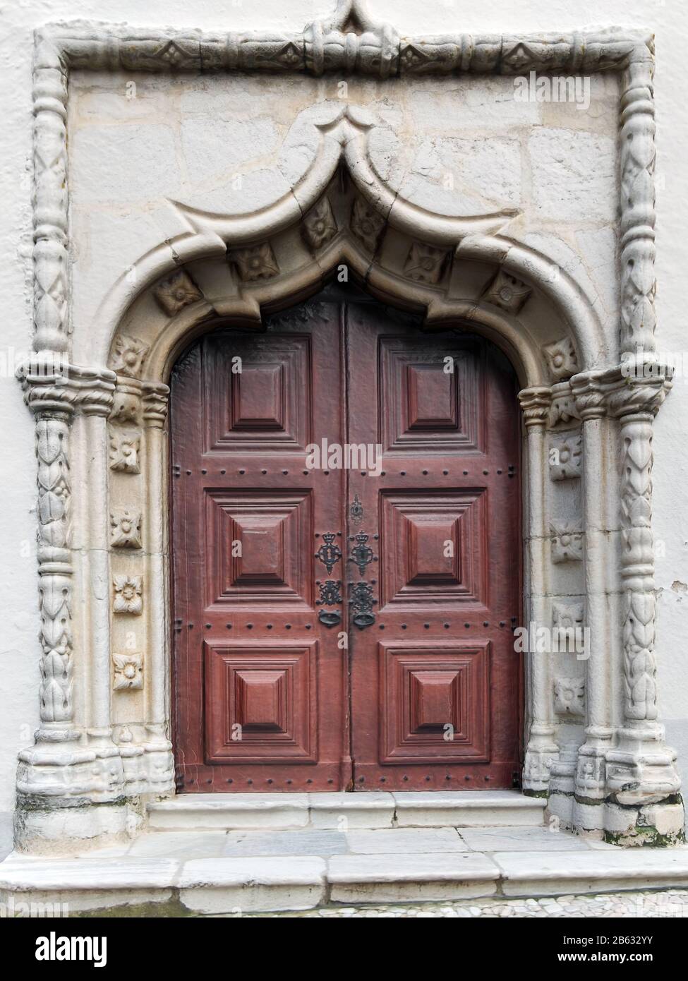 Ornamental portal of the Igreja da Misericordia Church of Montemor-o-Novo, Braga, Portugal Stock Photo