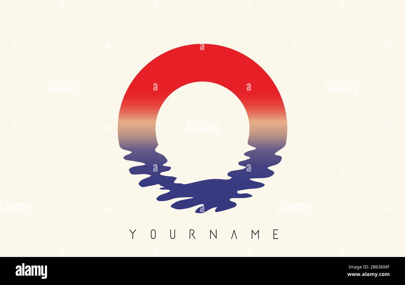 O Letter Logo Design with Water Effect and Sunset Gradient Vector ...