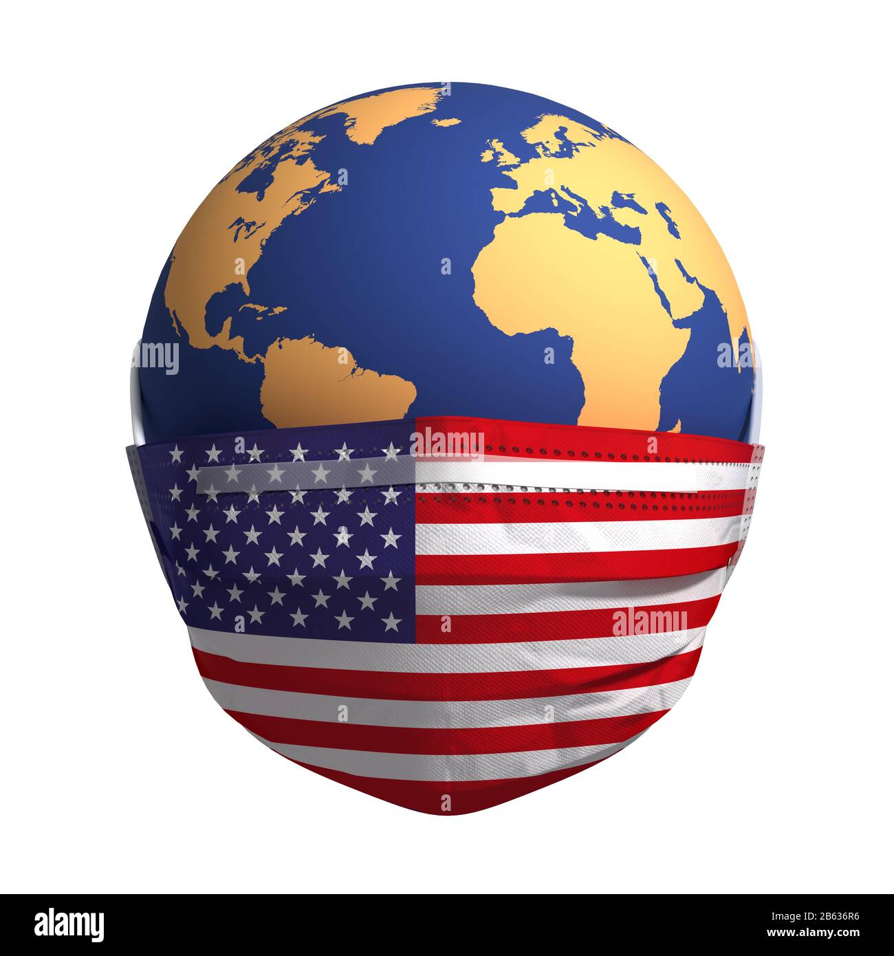 Earth In Medical Mask With Flag Of USA Stock Photo