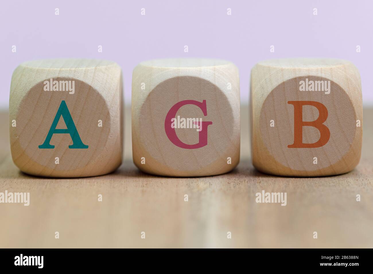 Cubes with the inscription AGB, General terms and conditions Stock Photo