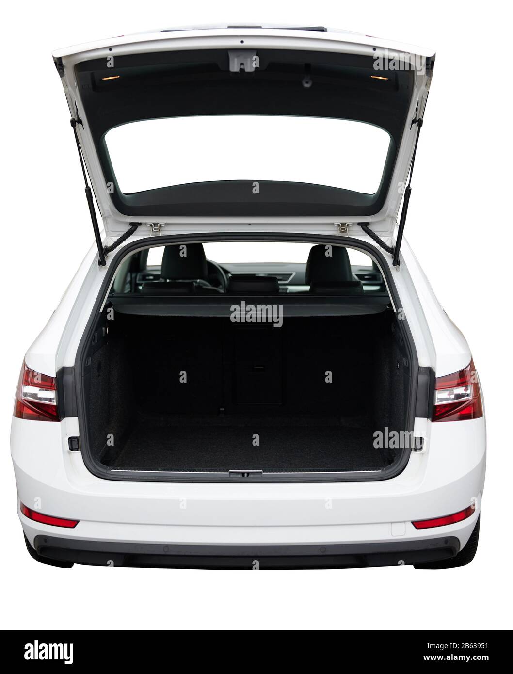 Open clean trunk of SUV car back view isolated Stock Photo Alamy