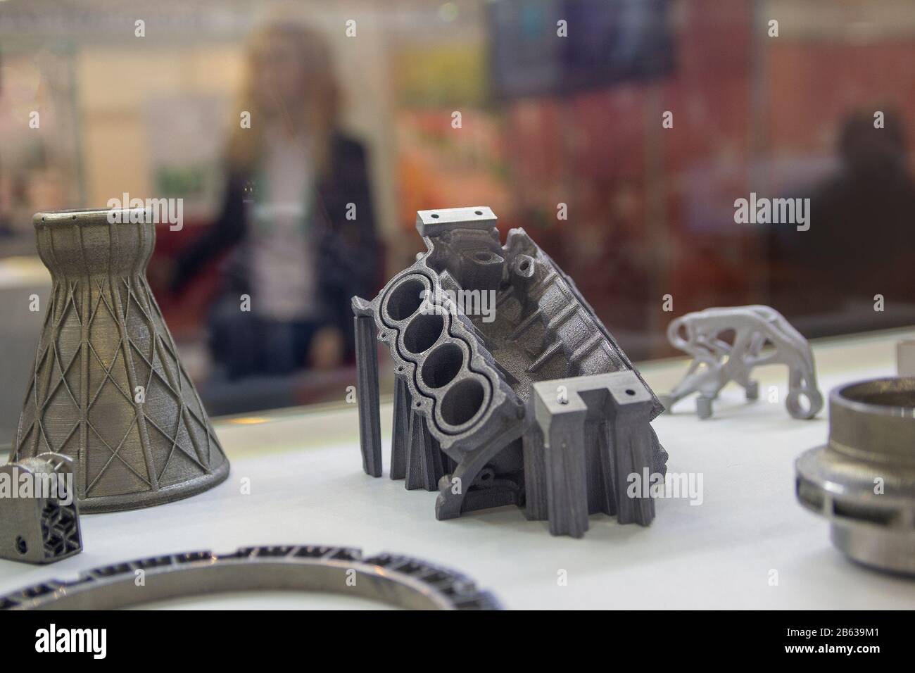 Samples produced by printing a 3D printer from a metal powder. Progressive additive 3d printing technology Stock Photo