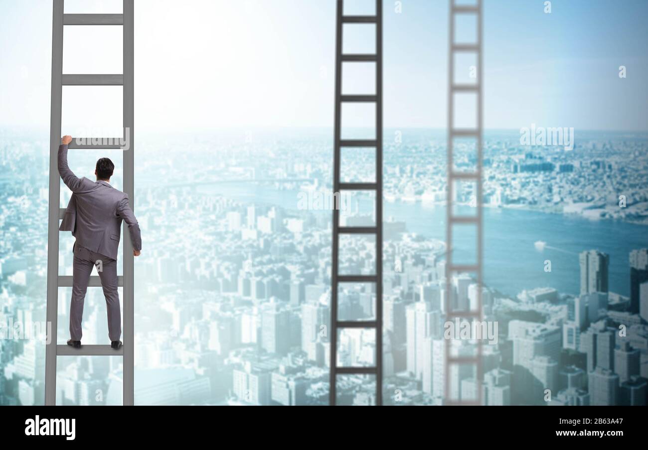 The young businessman climbing career ladder Stock Photo - Alamy