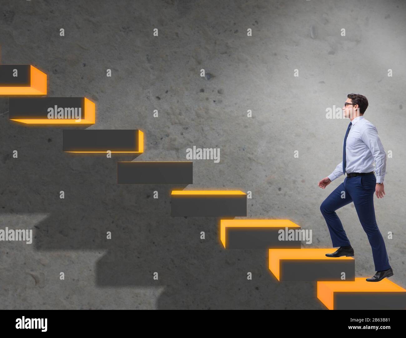 The young businessman climbing career ladder Stock Photo - Alamy